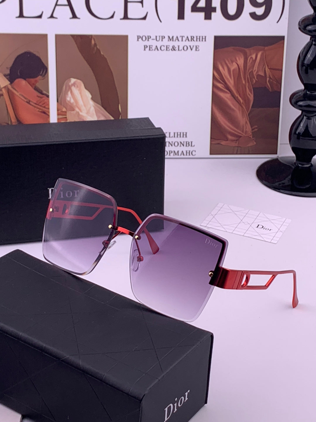 Dior D9681 Square Gold Lens Sunglasses for Men & Women - 431718 - detail image 2