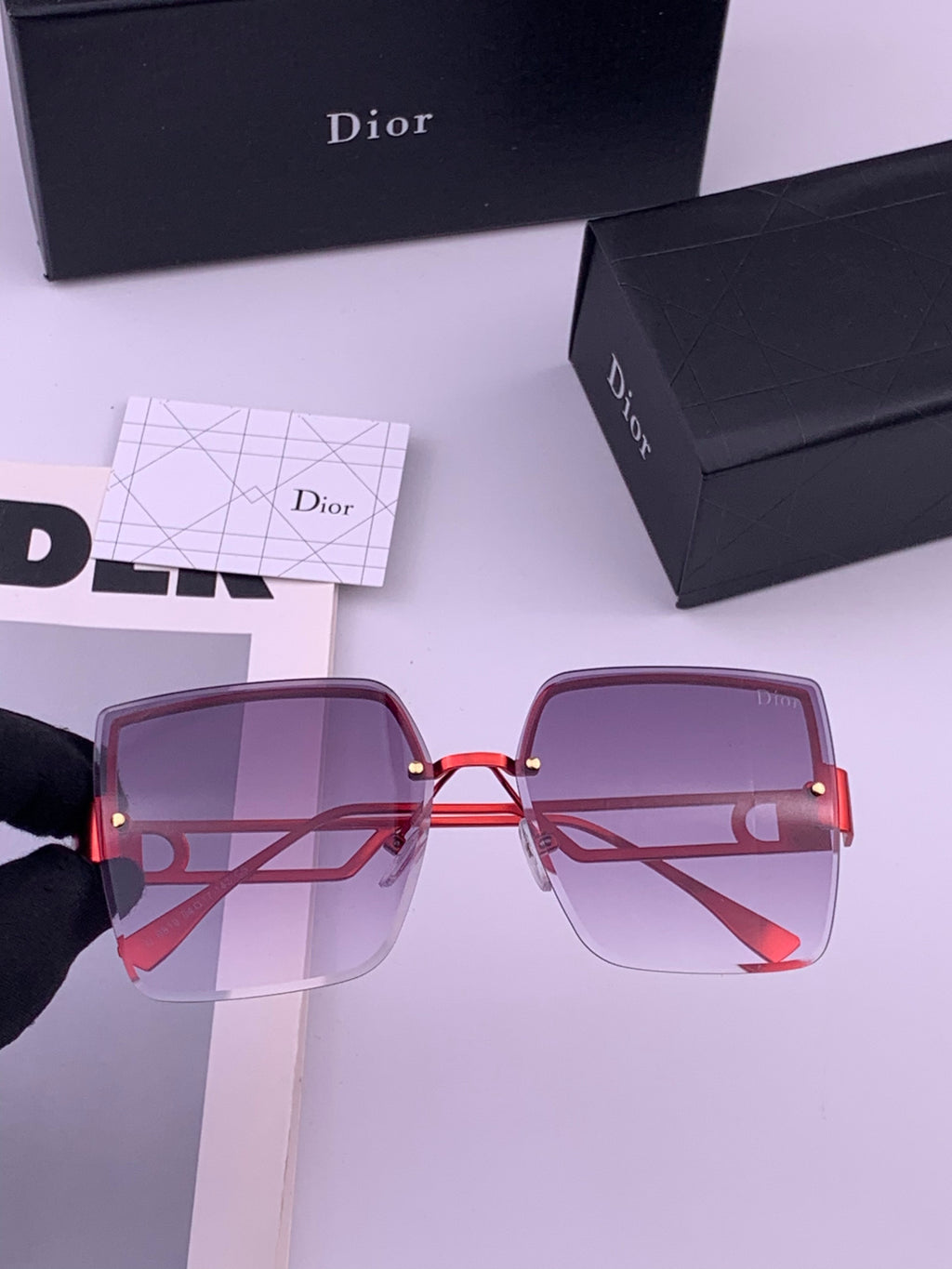 Dior D9681 Square Gold Lens Sunglasses for Men & Women - 431718