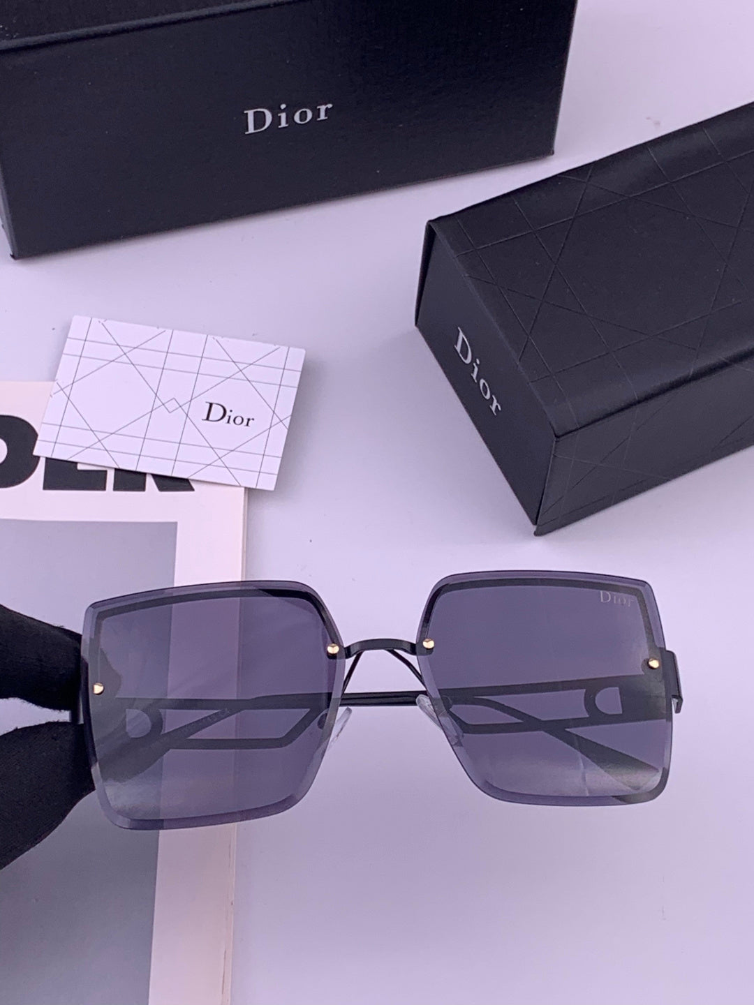 Dior D9681 Square Gold Lens Sunglasses for Men & Women - 431719