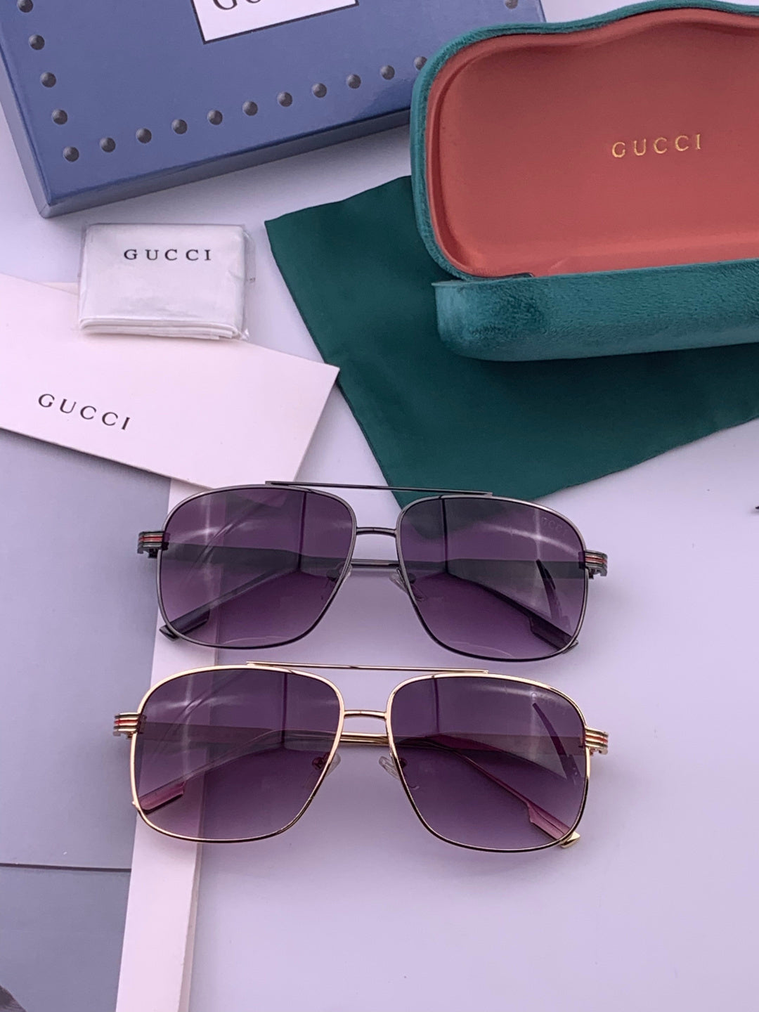 Gucci G0113 Aviator Silver Lens Sunglasses for Men & Women - detail image 7