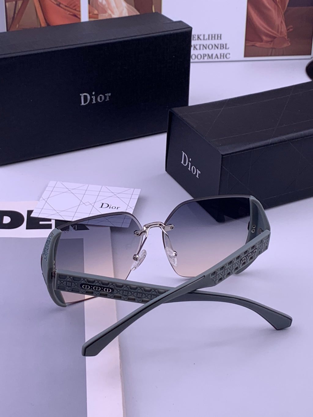 Dior CD5296 Square Gold Lens Sunglasses for Women - 431699 - detail image 7