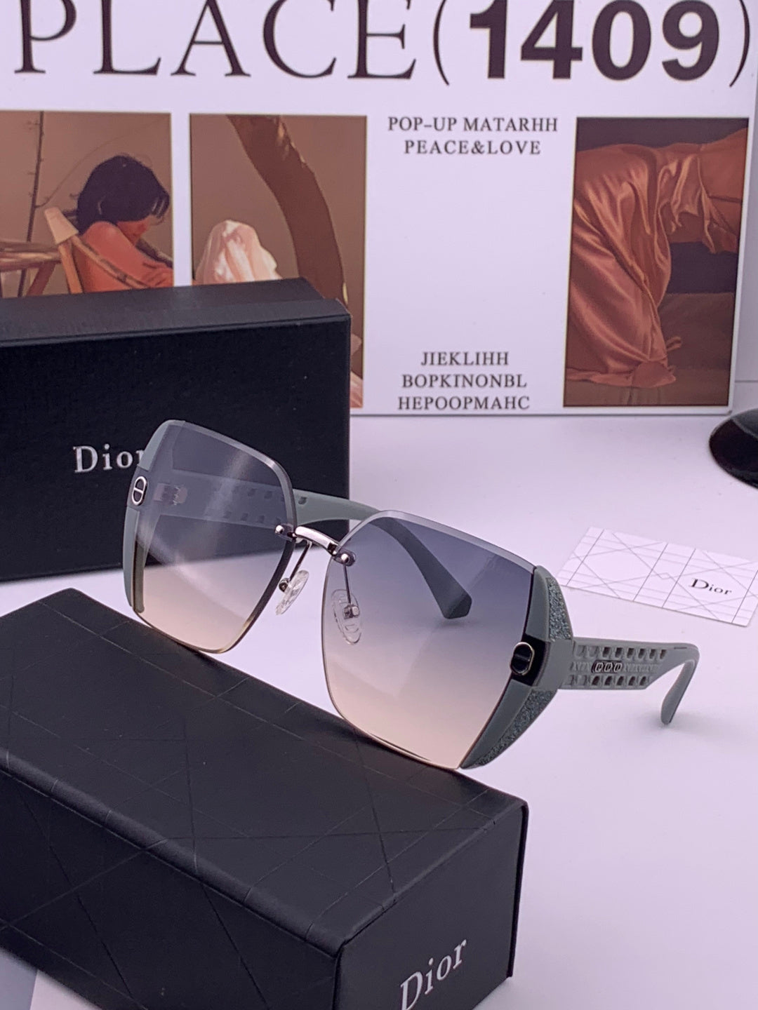 Dior CD5296 Square Gold Lens Sunglasses for Women - 431699 - detail image 2