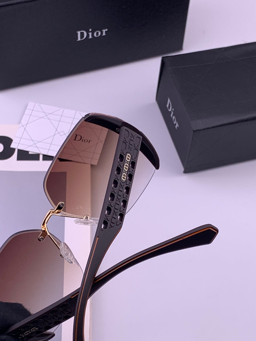 Dior CD5296 Square Gold Lens Sunglasses for Women - 431700 - detail image 5