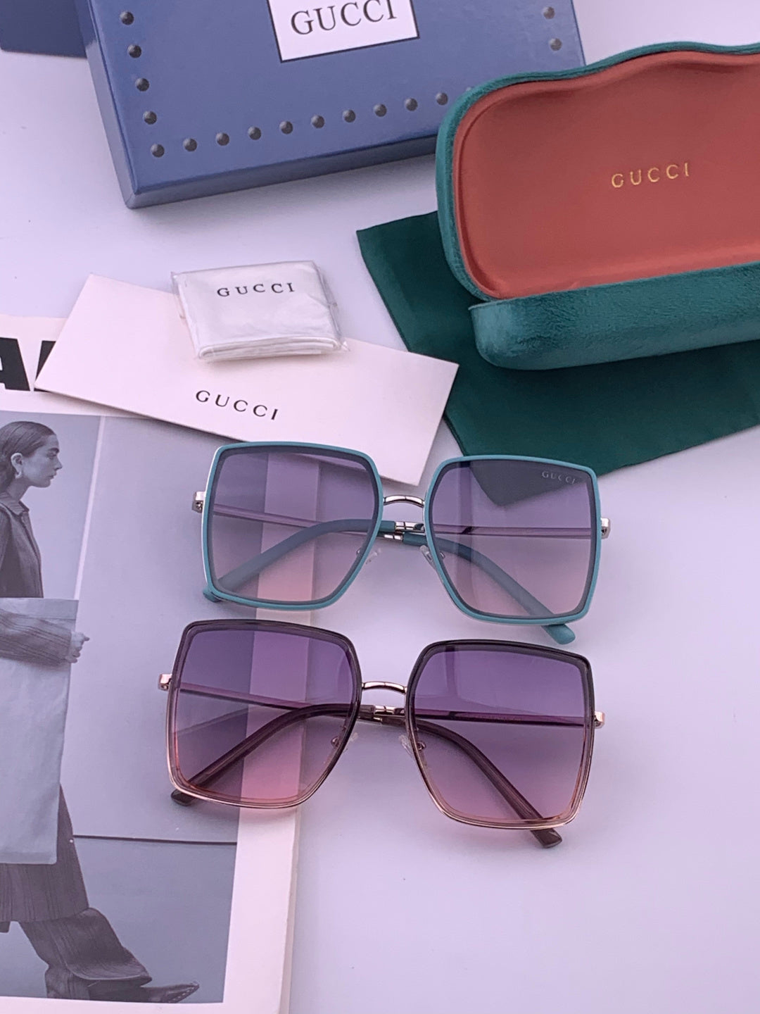 Gucci G0798 Polarized Square Black Lens Sunglasses for Women - detail image 8