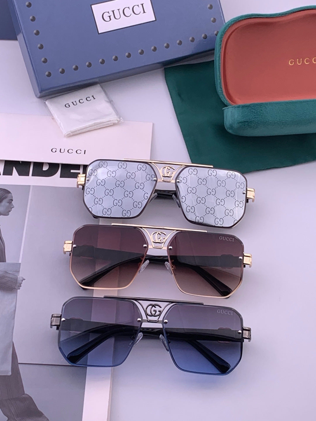 Gucci G21746 Aviator Black Lens Sunglasses for Men & Women - 431406 - detail image 8