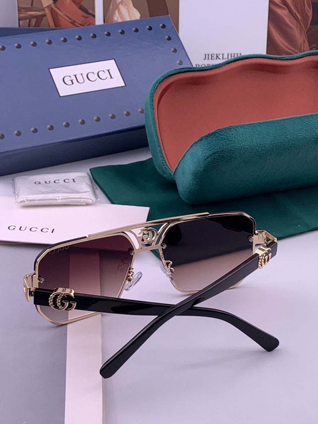 Gucci G21746 Aviator Black Lens Sunglasses for Men & Women - 431406 - detail image 6