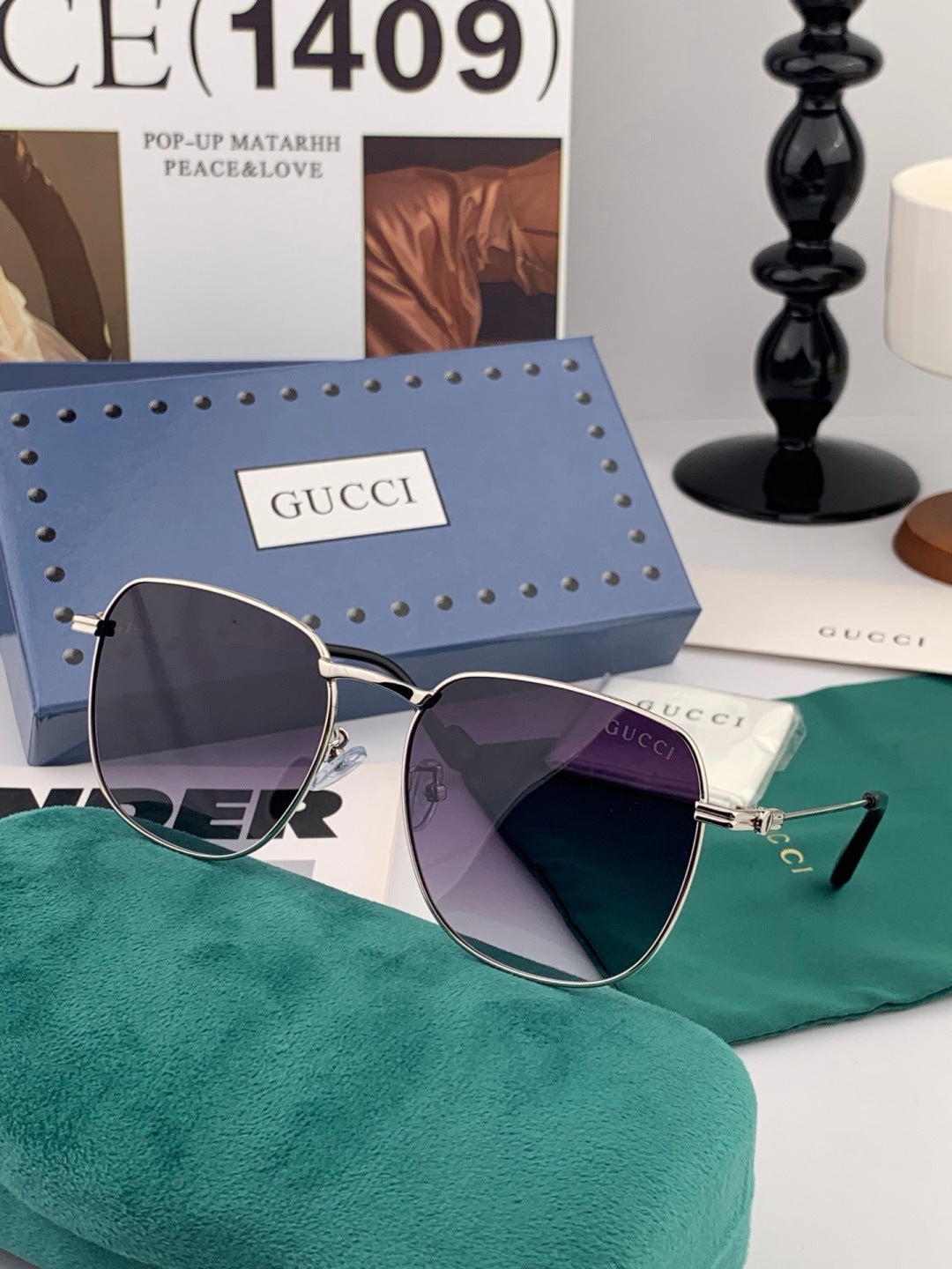 Gucci G6162 Polarized Oversized Black Lens Sunglasses for Men & Women - 431361 - detail image 3