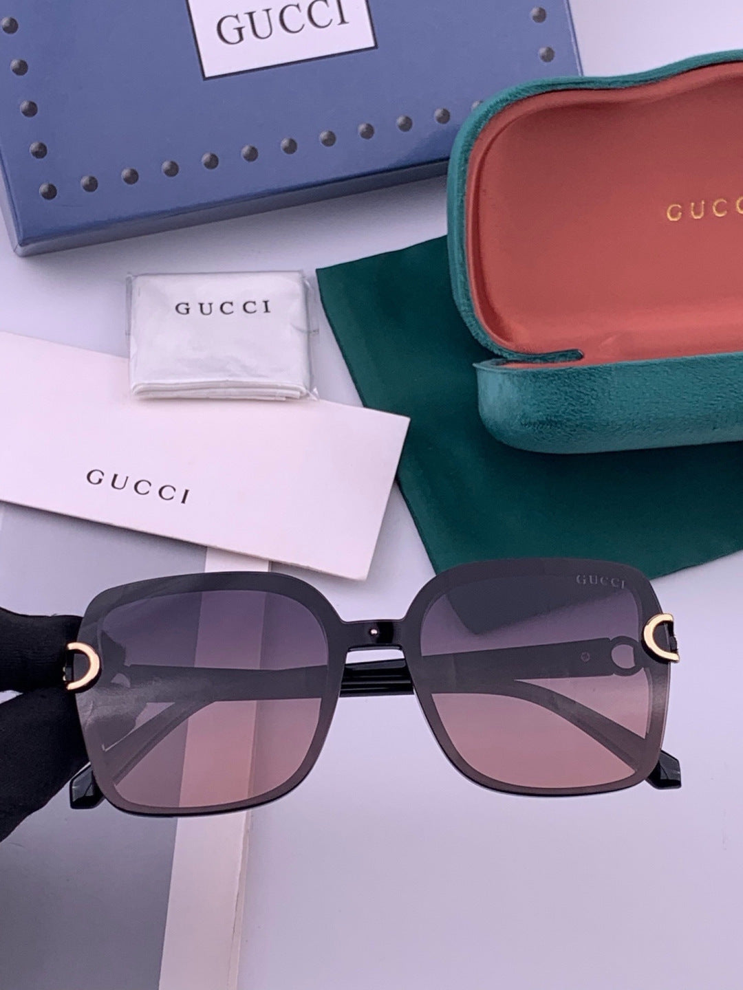 Gucci G9223 Polarized Square Brown Lens Sunglasses for Men & Women - 431362