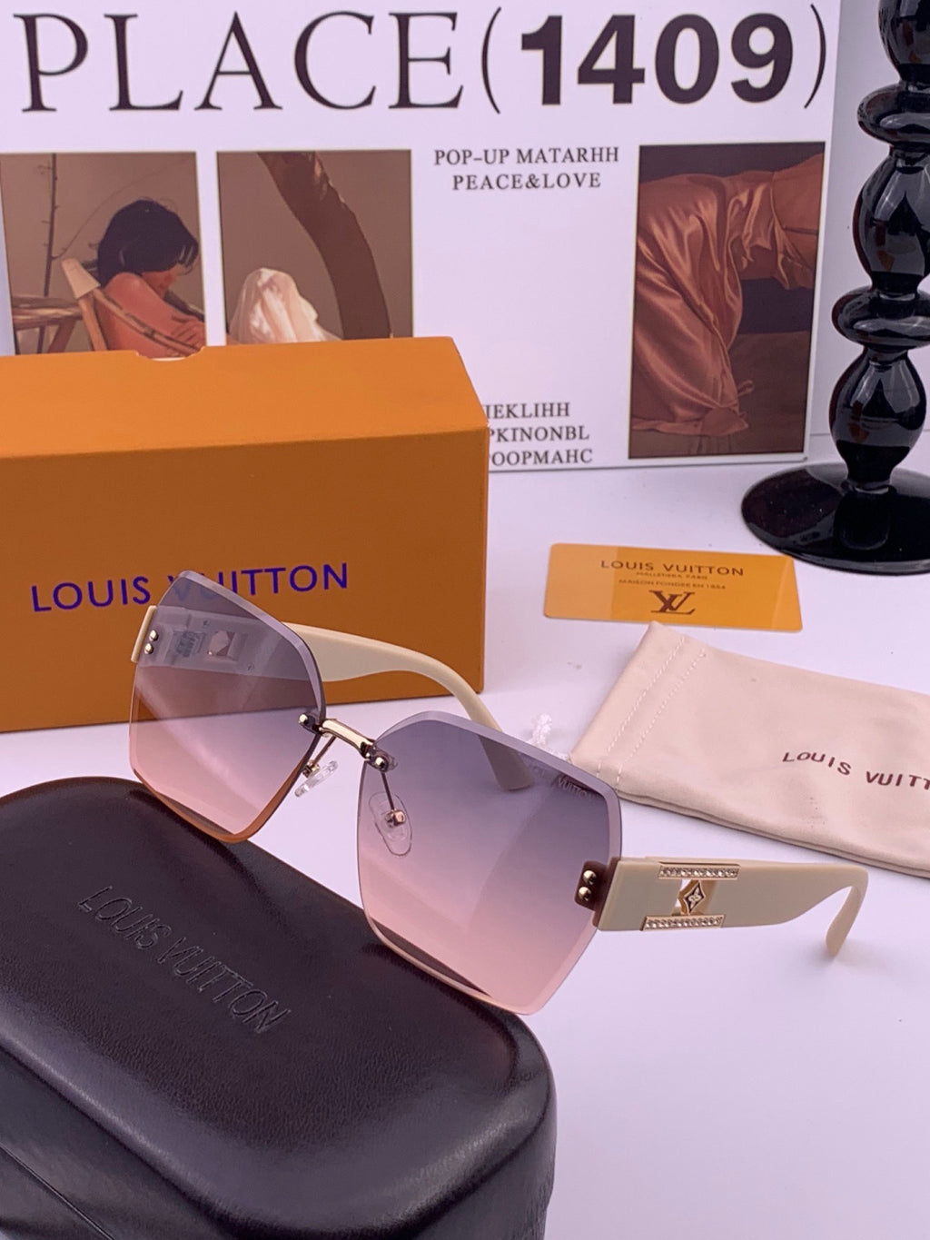 Louis Vuitton L9261 Square Gold Lens Sunglasses for Men & Women - 431181 - detail image 2