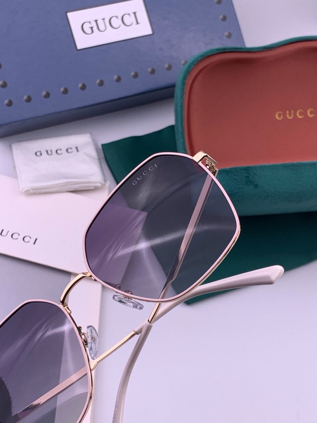 Gucci G5826 Metal Square Black Lens Sunglasses for Men & Women - 431359 - detail image 7