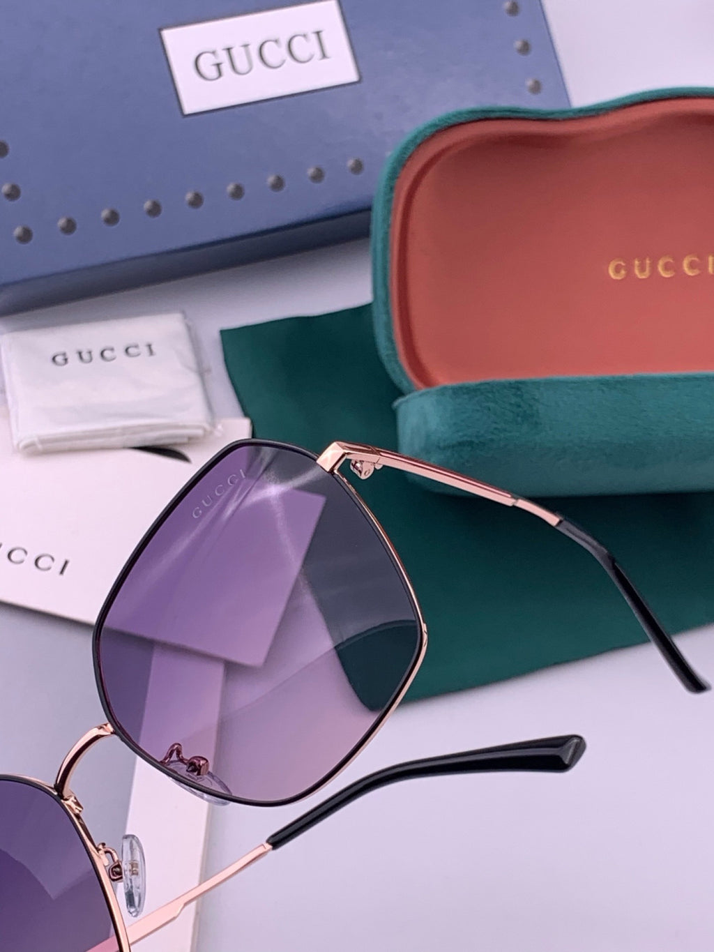 Gucci G5826 Metal Square Purple Lens Sunglasses for Men & Women - 431360 - detail image 3