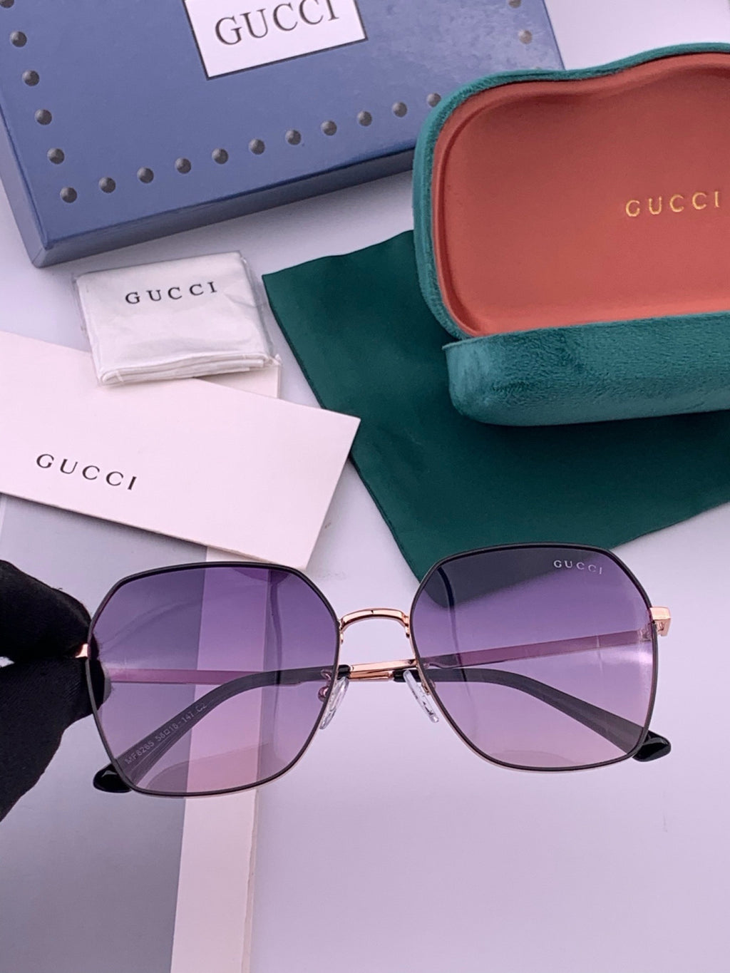 Gucci G5826 Metal Square Purple Lens Sunglasses for Men & Women - 431360