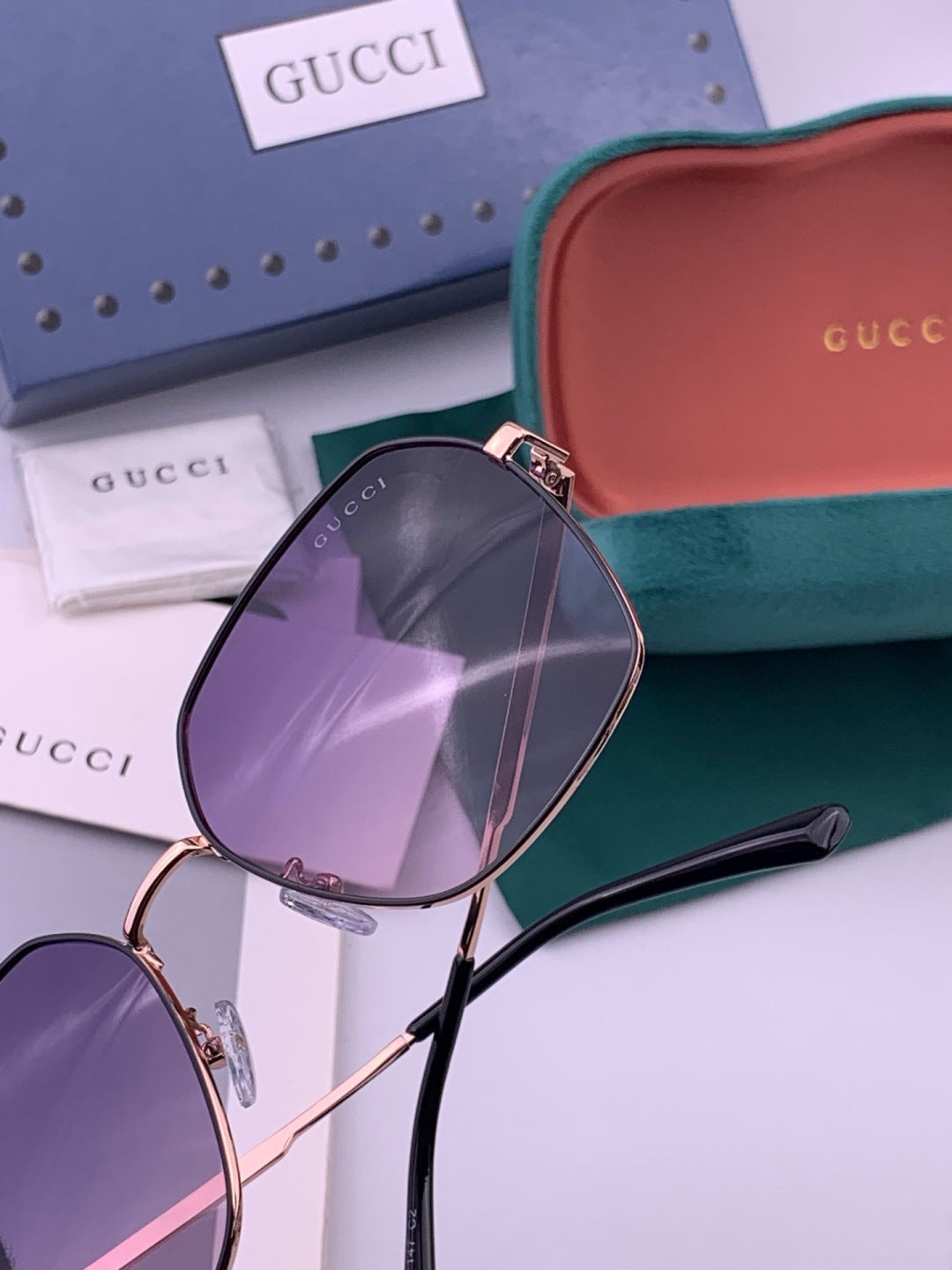 Gucci G5826 Metal Square Purple Lens Sunglasses for Men & Women - 431360 - detail image 6