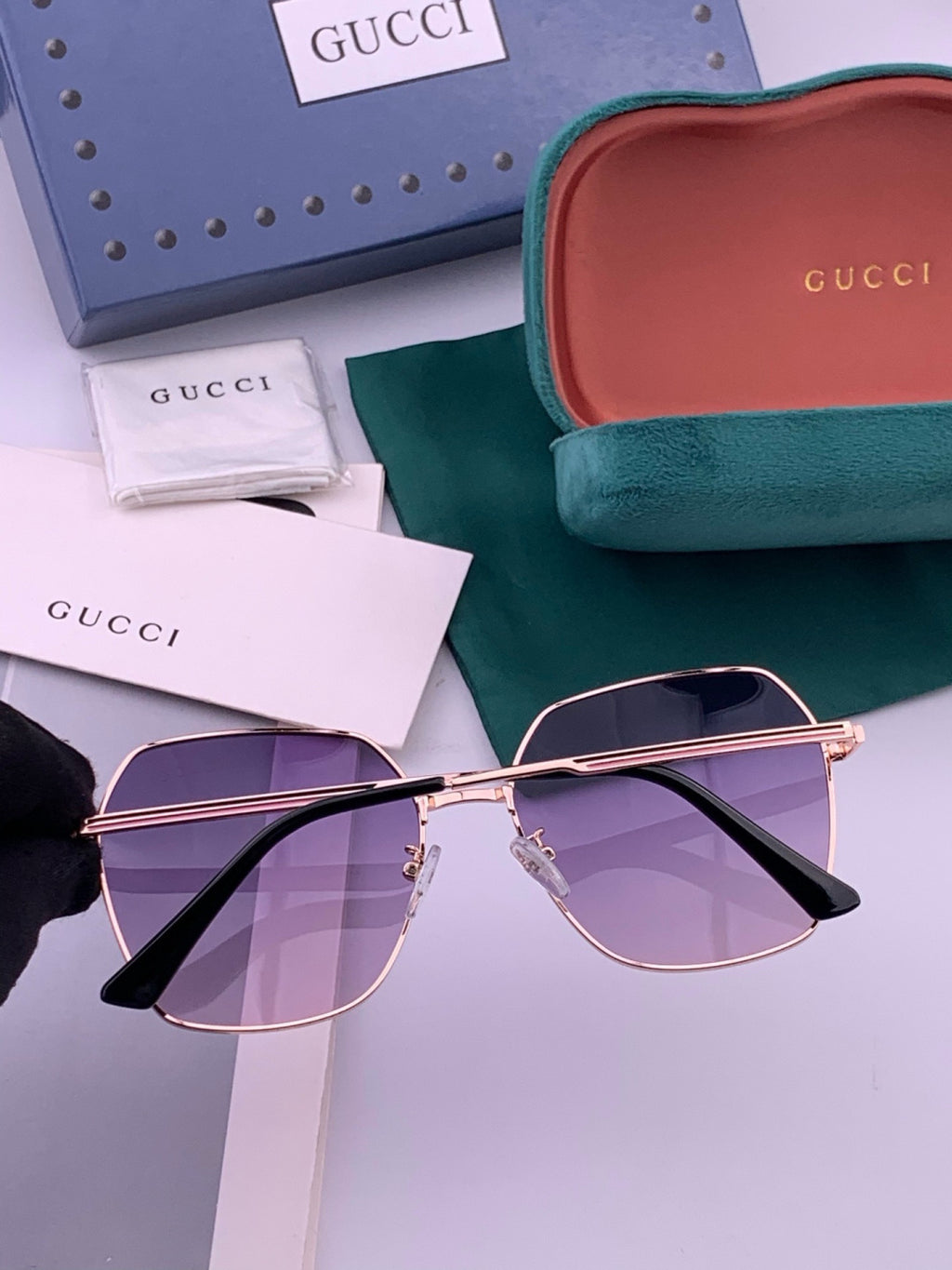 Gucci G5826 Metal Square Purple Lens Sunglasses for Men & Women - 431360 - detail image 5
