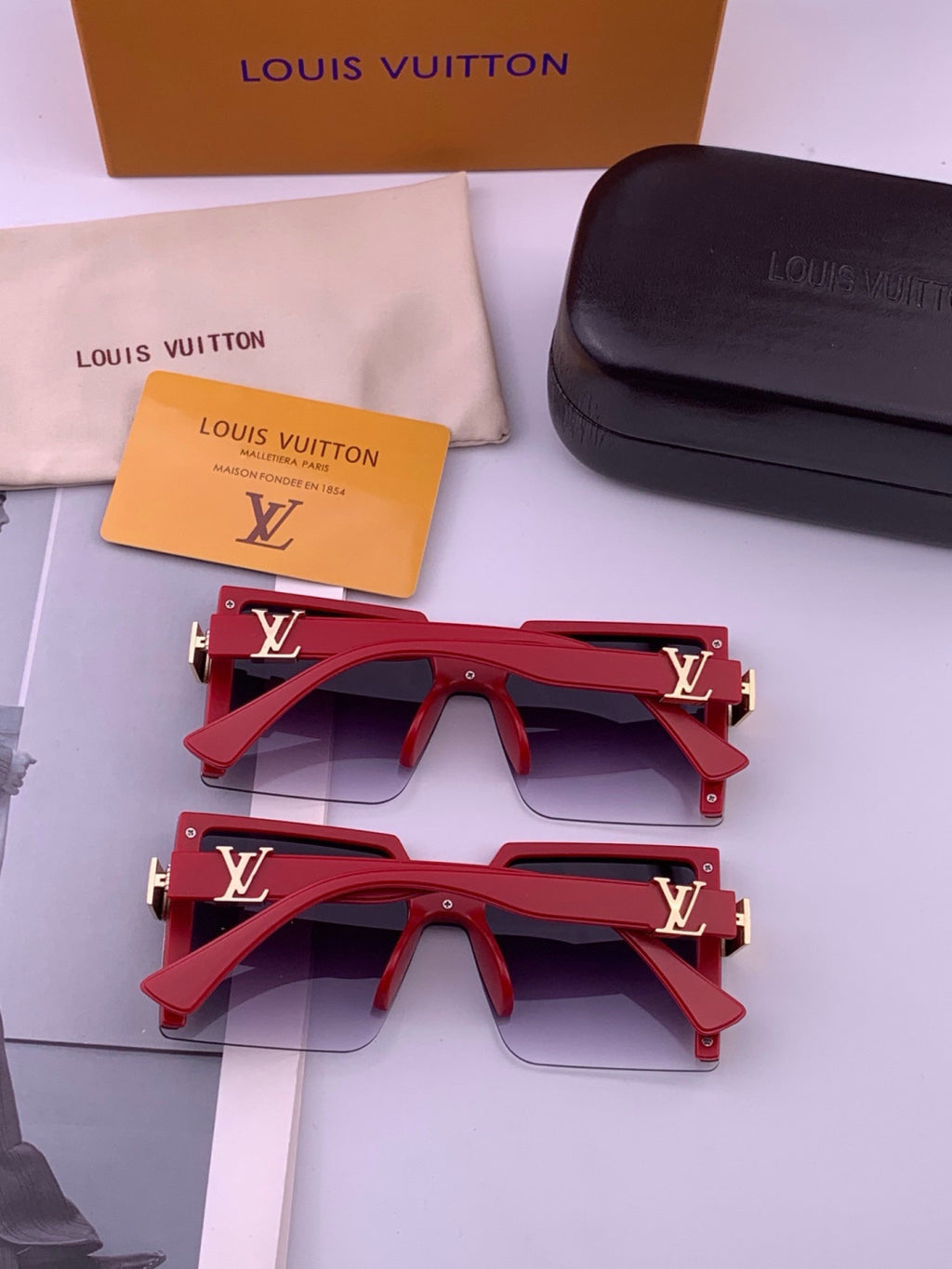 Louis Vuitton L6149 Square Black Lens Sunglasses for Men & Women - 431164 - detail image 7