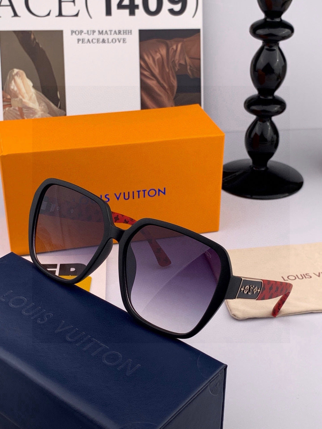 Louis Vuitton L3305 Square Red Lens Sunglasses for Men & Women - 431166 - detail image 4