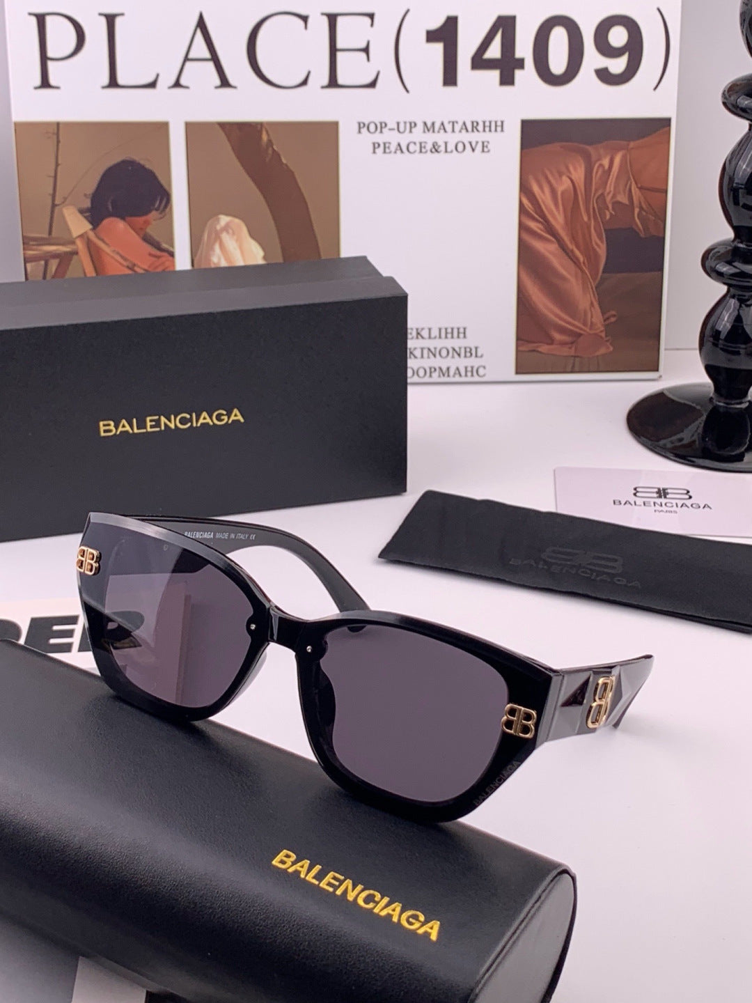 Balenciaga BL1350 Metal Fashion Black Lens Sunglasses for Men & Women - 432558