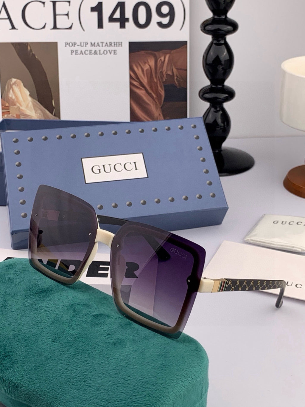 Gucci G9222 Polarized Square Gold Lens Sunglasses for Men & Women - 431354 - detail image 4