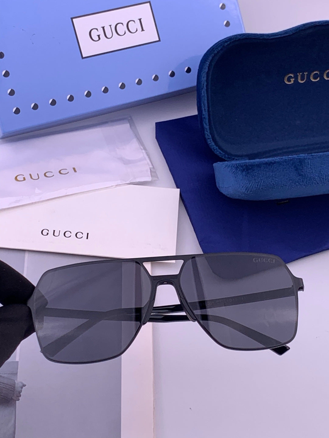 Gucci G11803 Polarized Aviator Orange Lens Sunglasses for Men - 431334