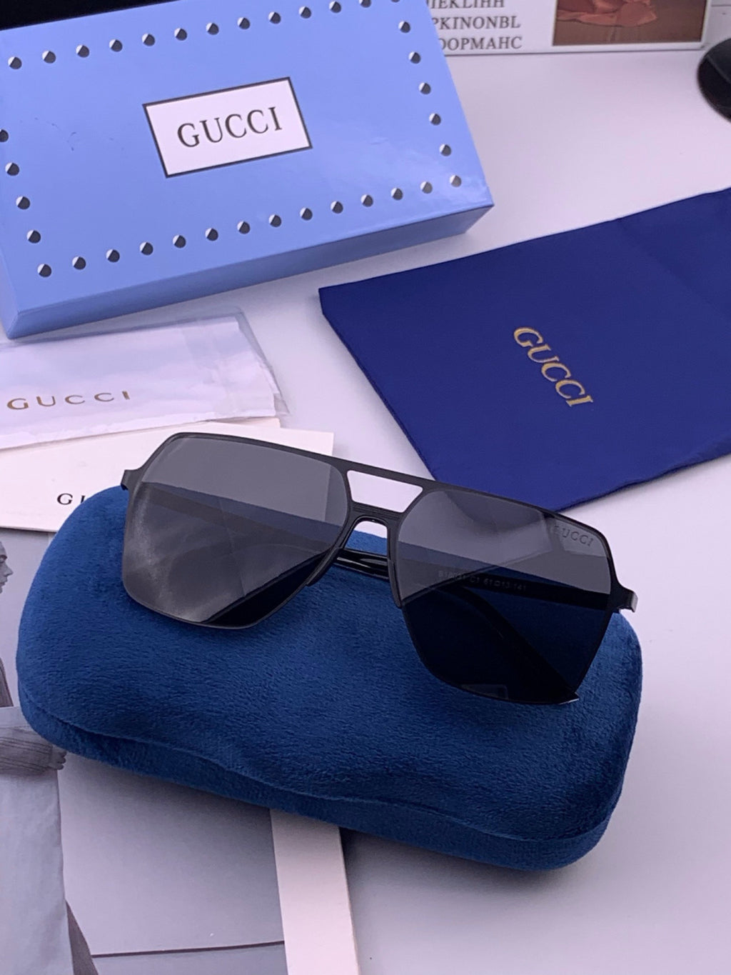Gucci G11803 Polarized Aviator Orange Lens Sunglasses for Men - 431334 - detail image 6
