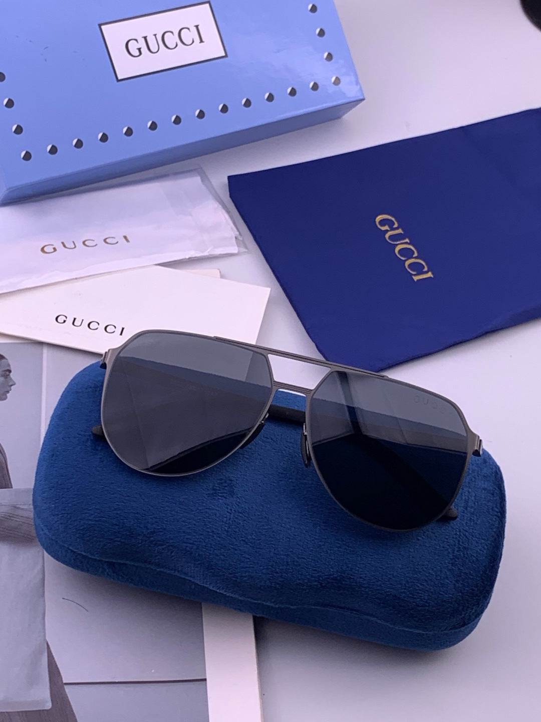 Gucci G2380 Polarized Aviator Orange Lens Sunglasses for Men - 431335 - detail image 5