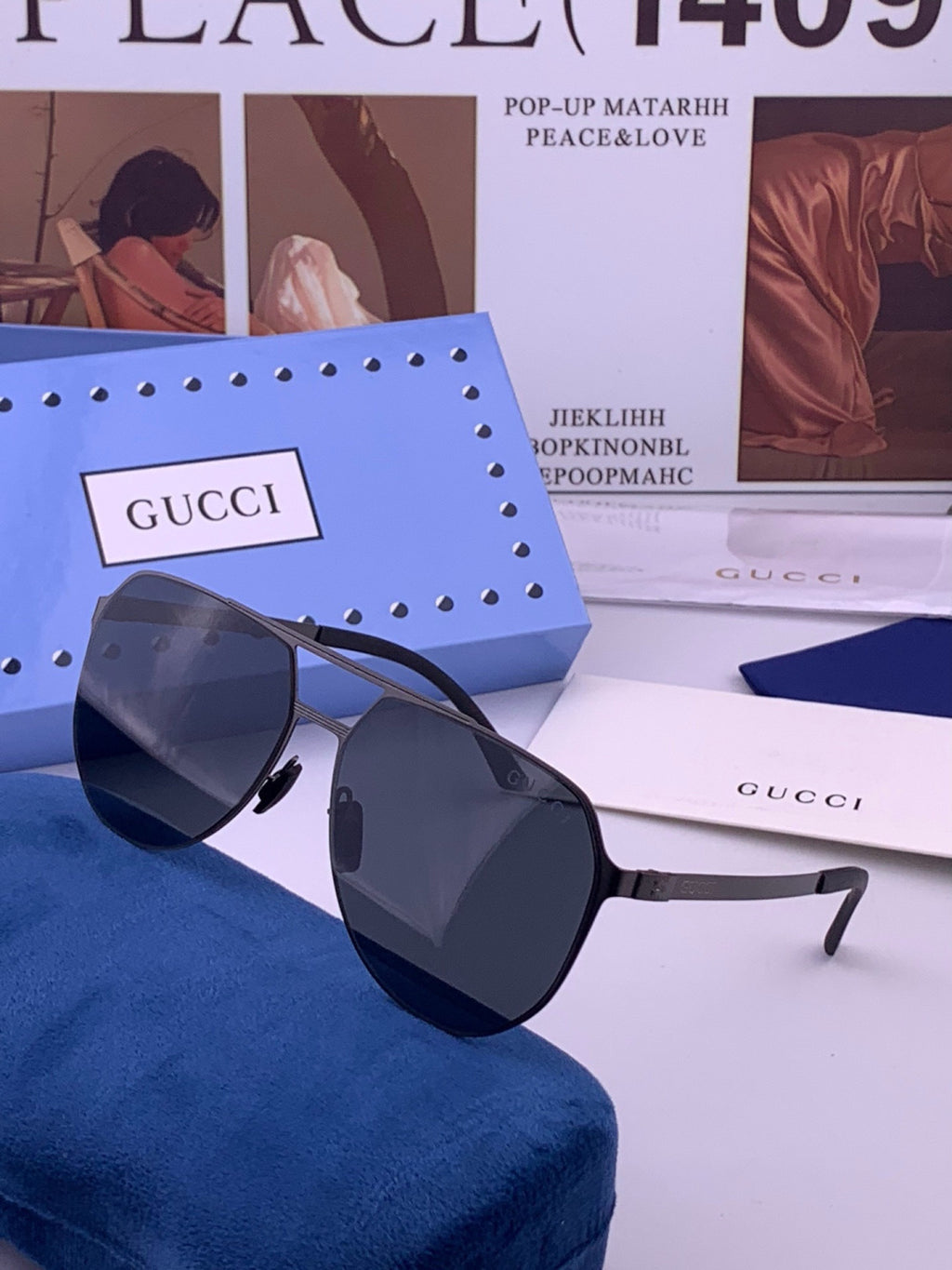Gucci G2380 Polarized Aviator Orange Lens Sunglasses for Men - 431335 - detail image 2