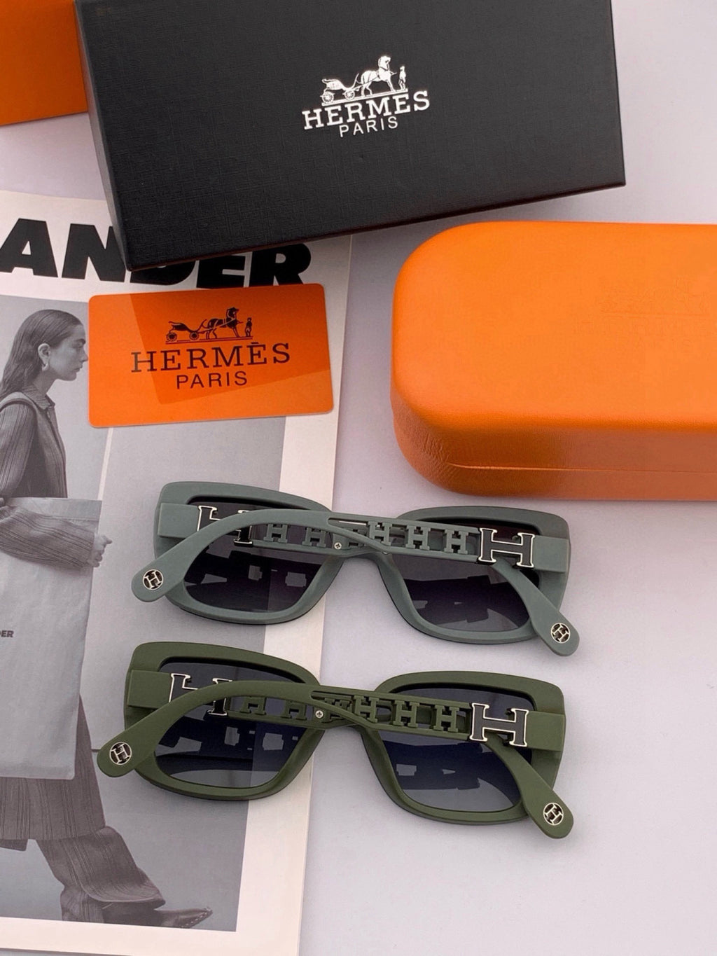 Hermès H3511 Polarized Square Gold Lens Sunglasses for Men & Women - 450023 - detail image 6