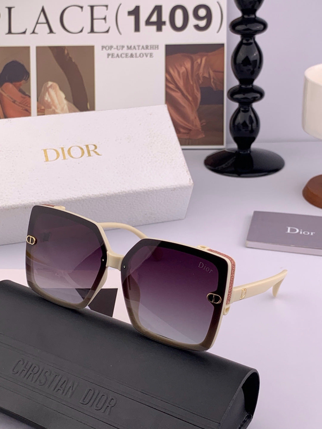Dior CD4971 Polarized Square Gold Lens Sunglasses for Women - 449110