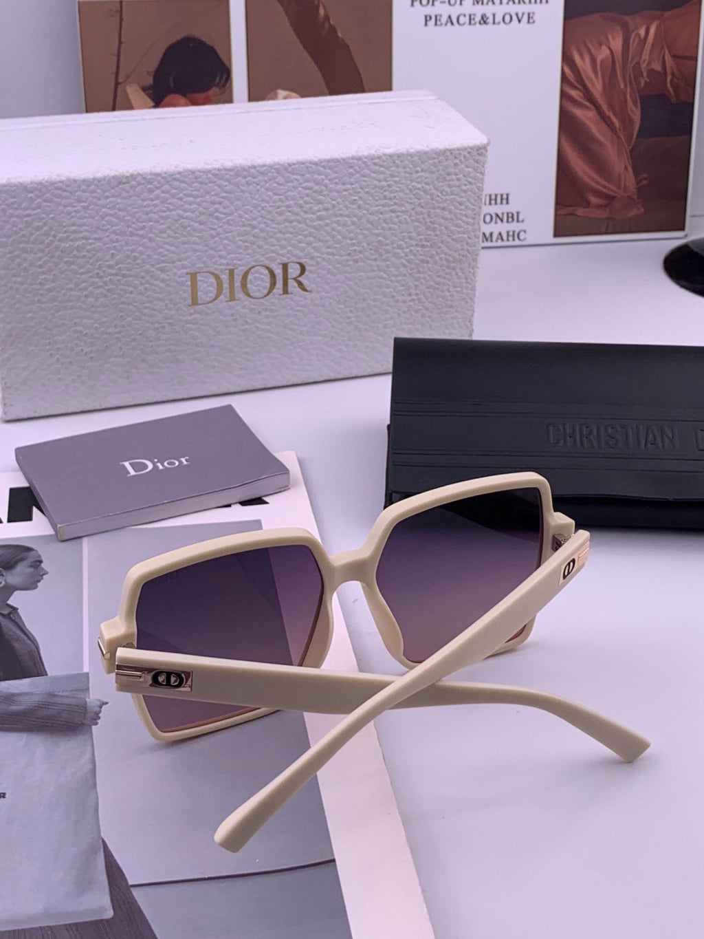 Dior CD4780 Polarized Square Black Lens Sunglasses for Women - detail image 5