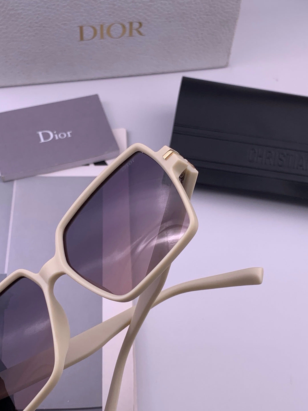 Dior CD4780 Polarized Square Black Lens Sunglasses for Women - detail image 6