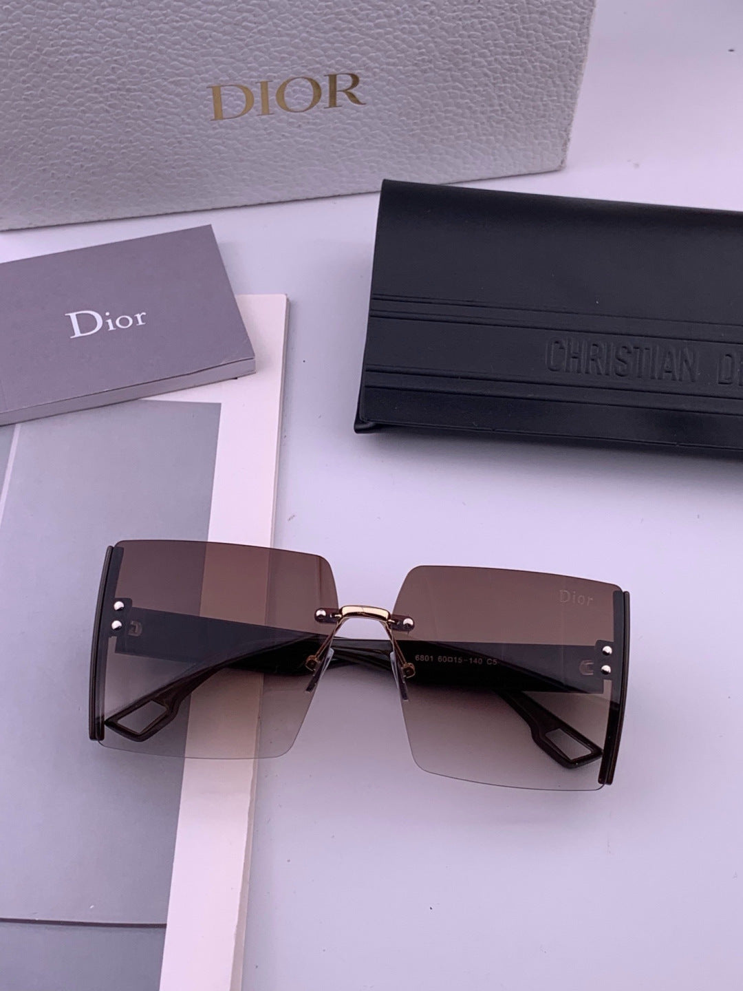 Dior CD2233 Lightweight Metal Rimless Gold Lens Sunglasses for Women - 449101 - detail image 7