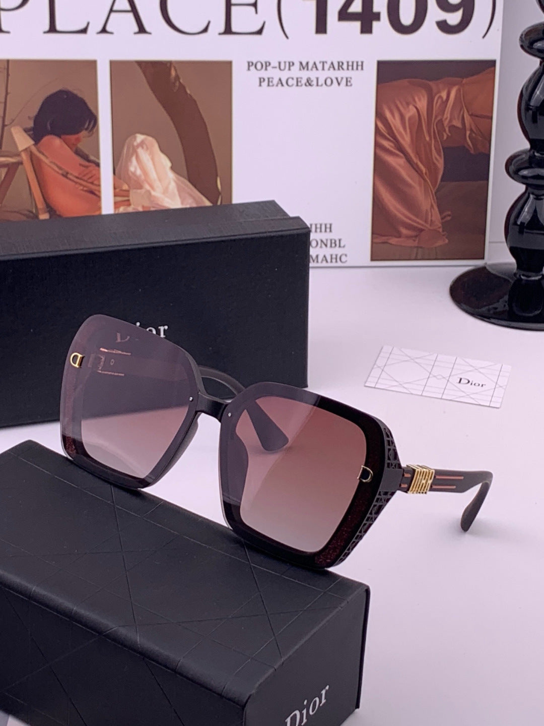 Dior CD3290 Polarized Square Gold Lens Sunglasses for Women - 449105 - detail image 2
