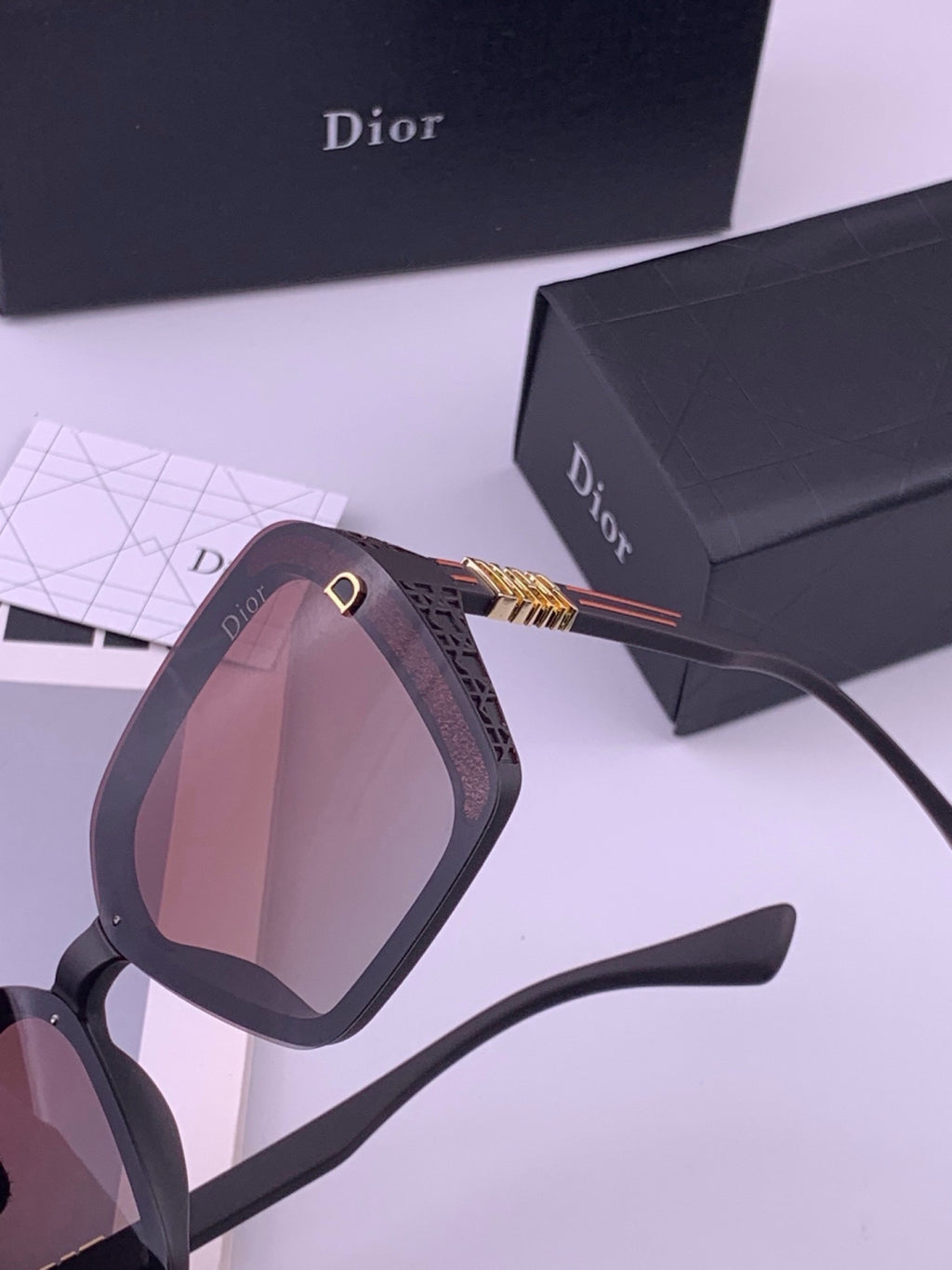 Dior CD3290 Polarized Square Gold Lens Sunglasses for Women - 449105 - detail image 5