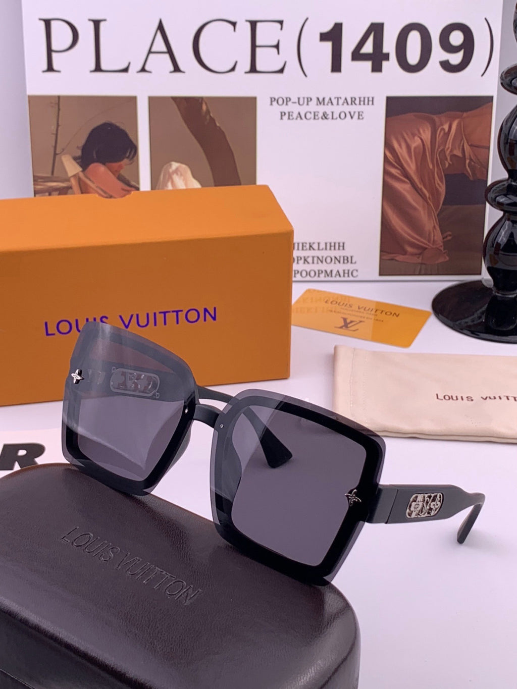 Louis Vuitton Polarized Square Brown Lens Sunglasses for Men & Women - 448597 - detail image 2