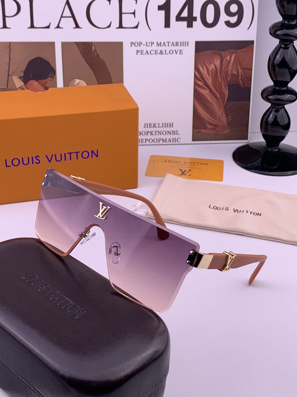 Louis Vuitton L36000 Oversized Purple Lens Sunglasses for Men & Women - 448604 - detail image 2