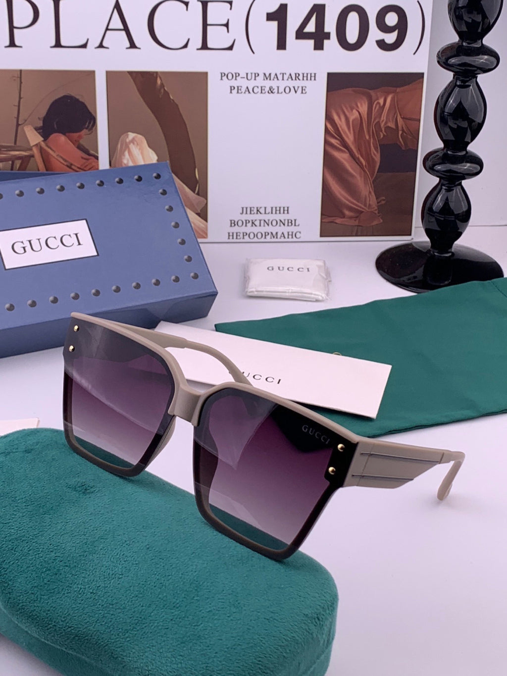 Gucci G7290 Metal Square Red Lens Sunglasses for Men & Women - 448722