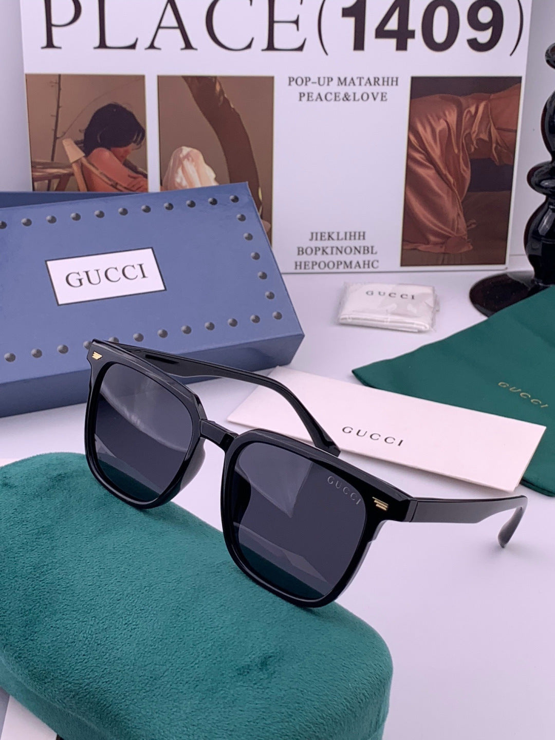 Gucci G12032 Polarized Square Gold Lens Sunglasses for Men & Women - 448727