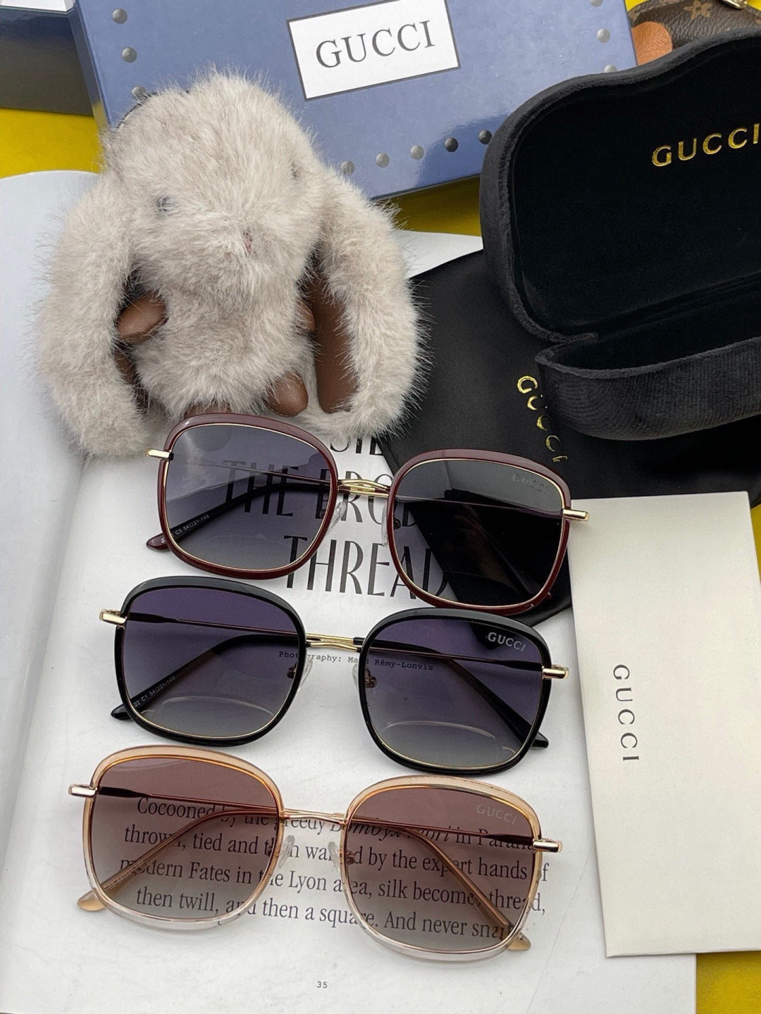 Gucci G2242 Metal Square Gold Lens Sunglasses for Men & Women - 448739 - detail image 7