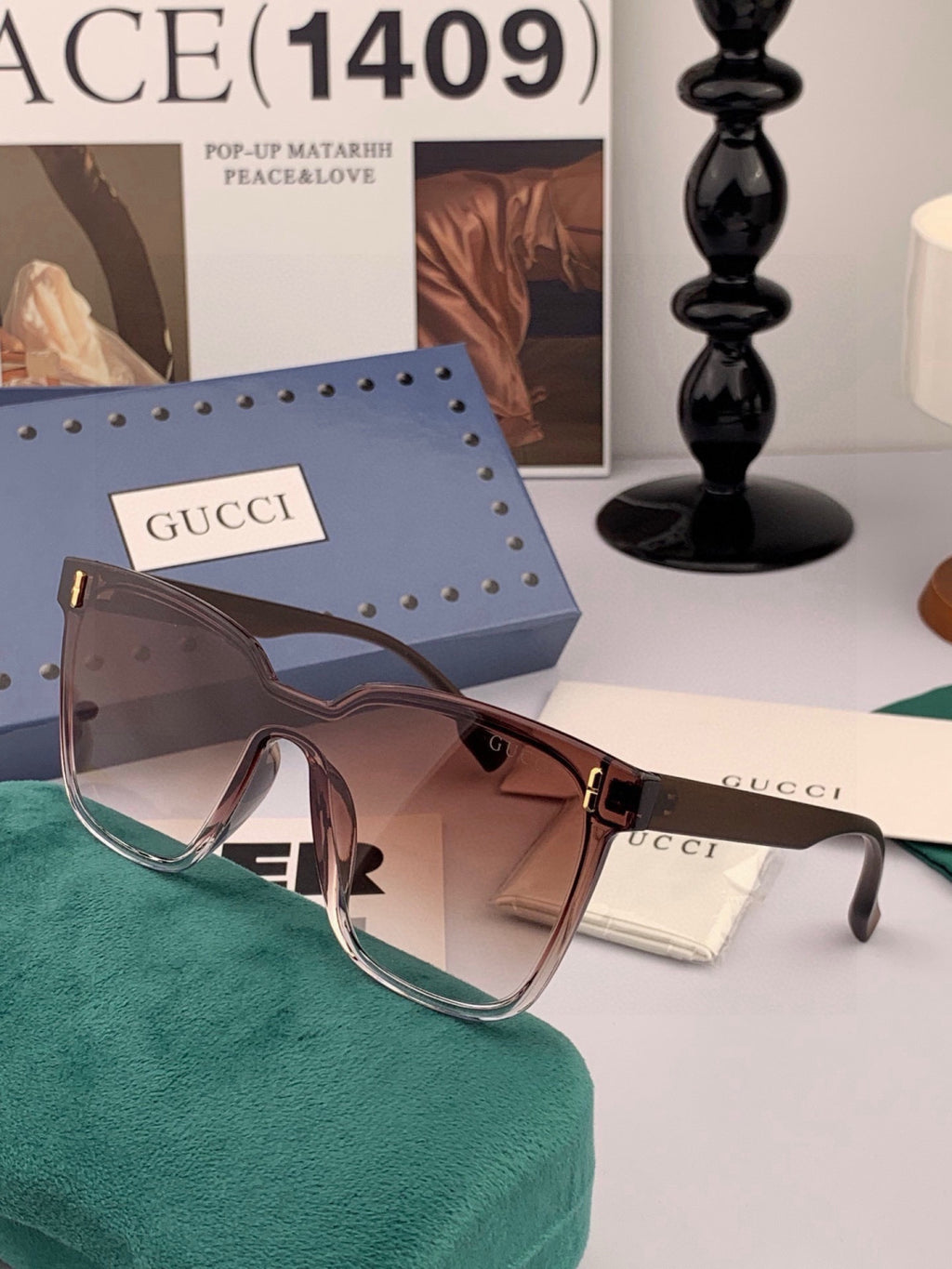 Gucci G7637 Polarized Square Gold Lens Sunglasses for Women - 448740 - detail image 2