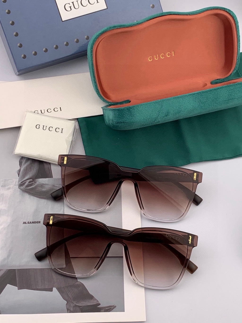 Gucci G7637 Polarized Square Gold Lens Sunglasses for Women - 448740 - detail image 6