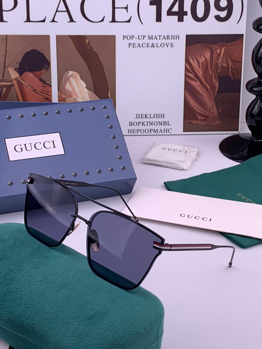 Gucci G3081 Polarized Aviator Gold Lens Sunglasses for Men & Women - detail image 2