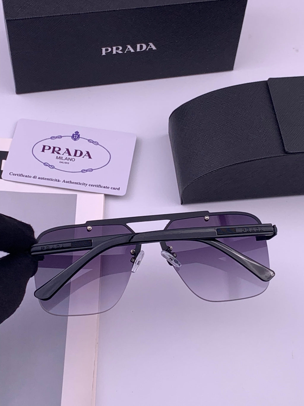 Prada Fashion Blue Lens Sunglasses for Men - 449355 - detail image 4