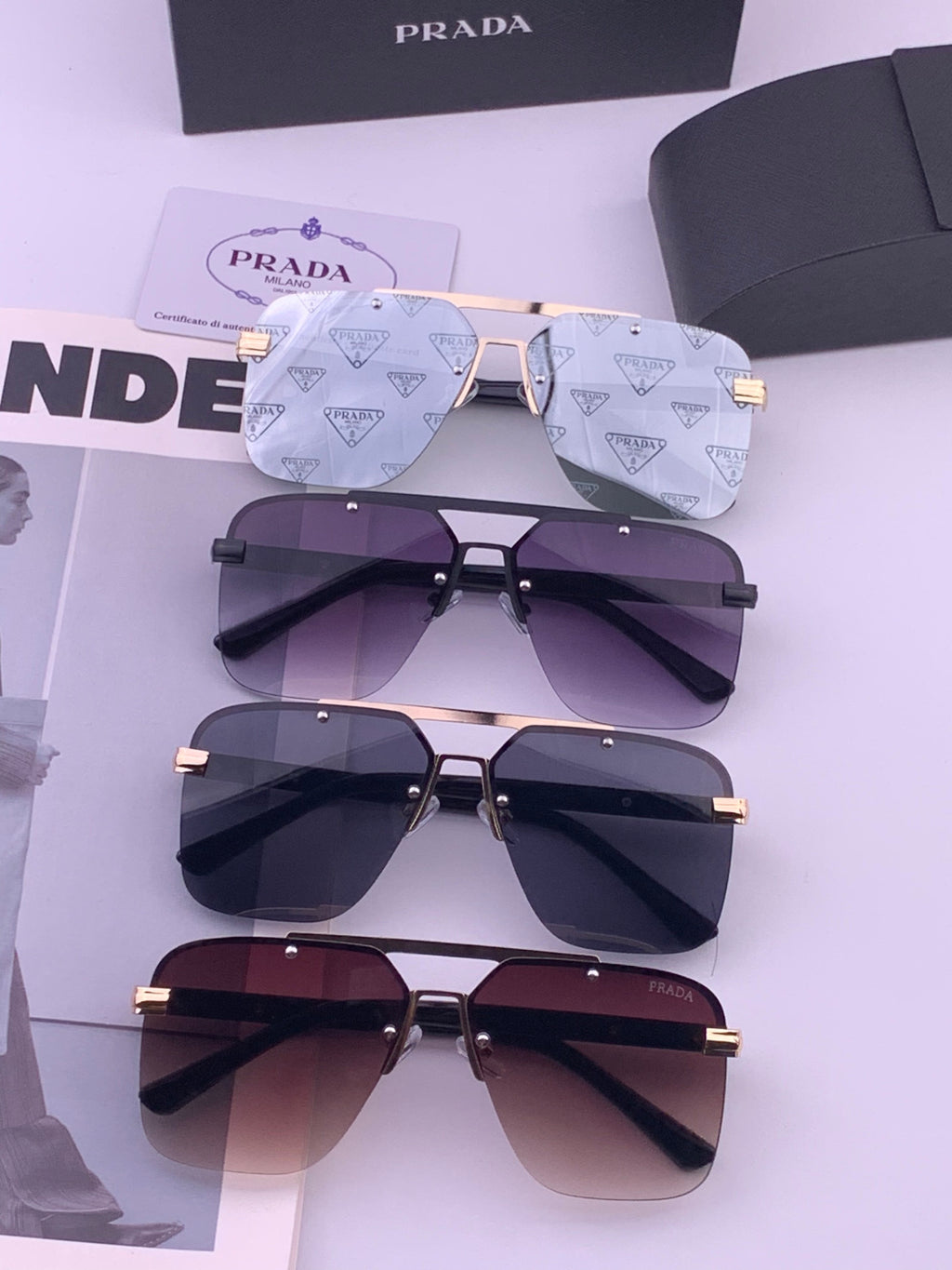 Prada Fashion Blue Lens Sunglasses for Men - 449355 - detail image 8