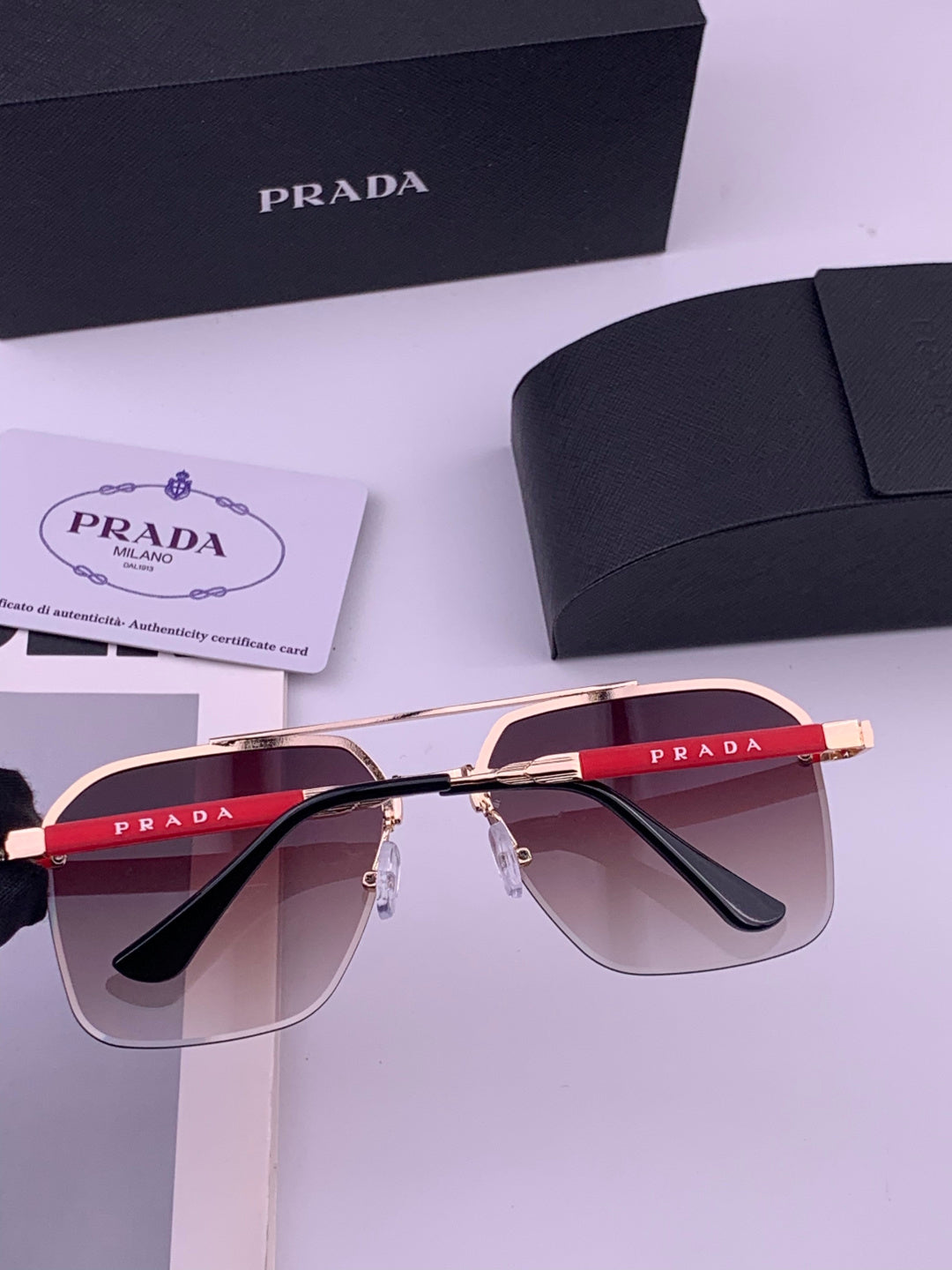 Prada Fashion Black Lens Sunglasses for Men - 449358 - detail image 5