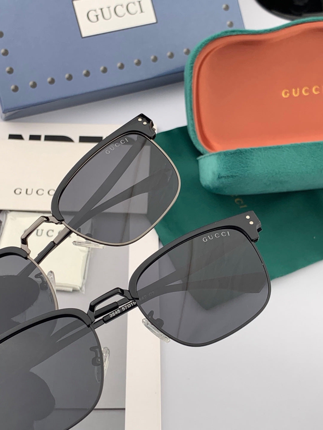 Gucci G5384 Polarized Square Black Lens Sunglasses for Women - 448705 - detail image 5
