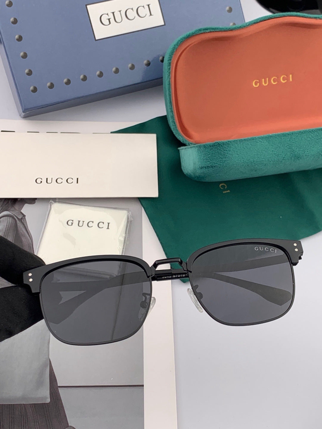 Gucci G5384 Polarized Square Black Lens Sunglasses for Women - 448705