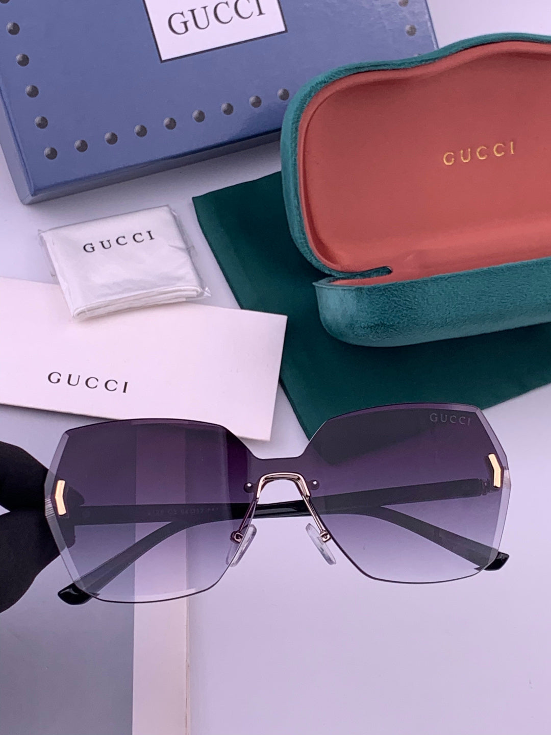 Gucci G8212 Polarized Rimless Black Lens Sunglasses for Men & Women - 448708