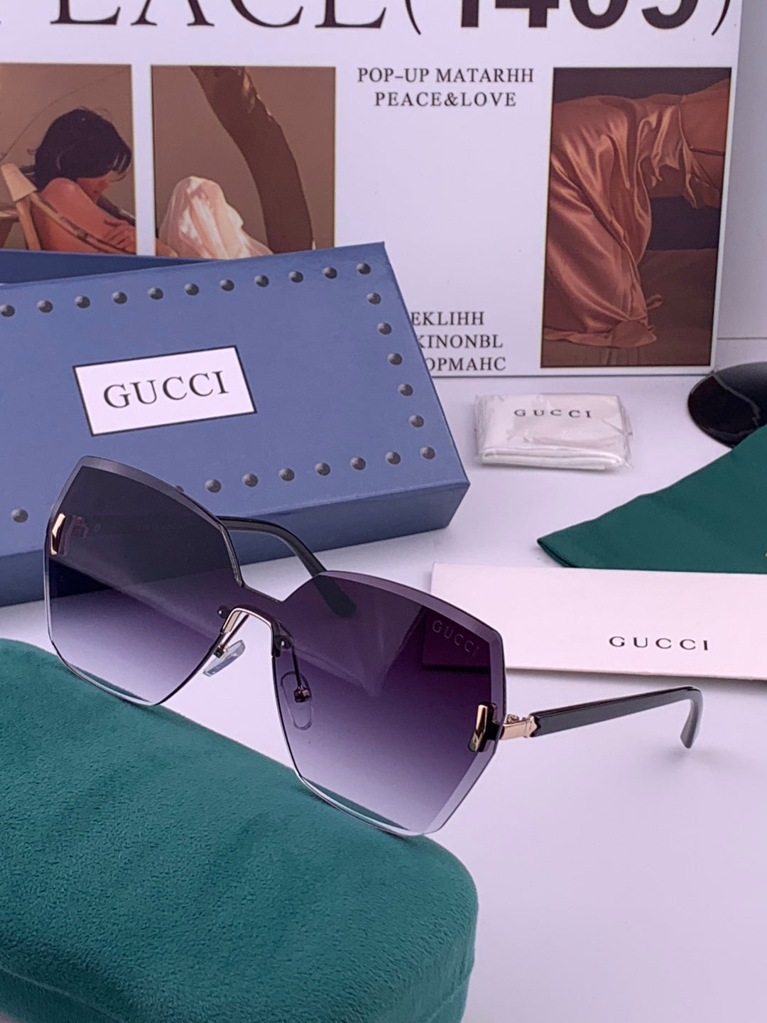 Gucci G8212 Polarized Rimless Black Lens Sunglasses for Men & Women - 448708 - detail image 2