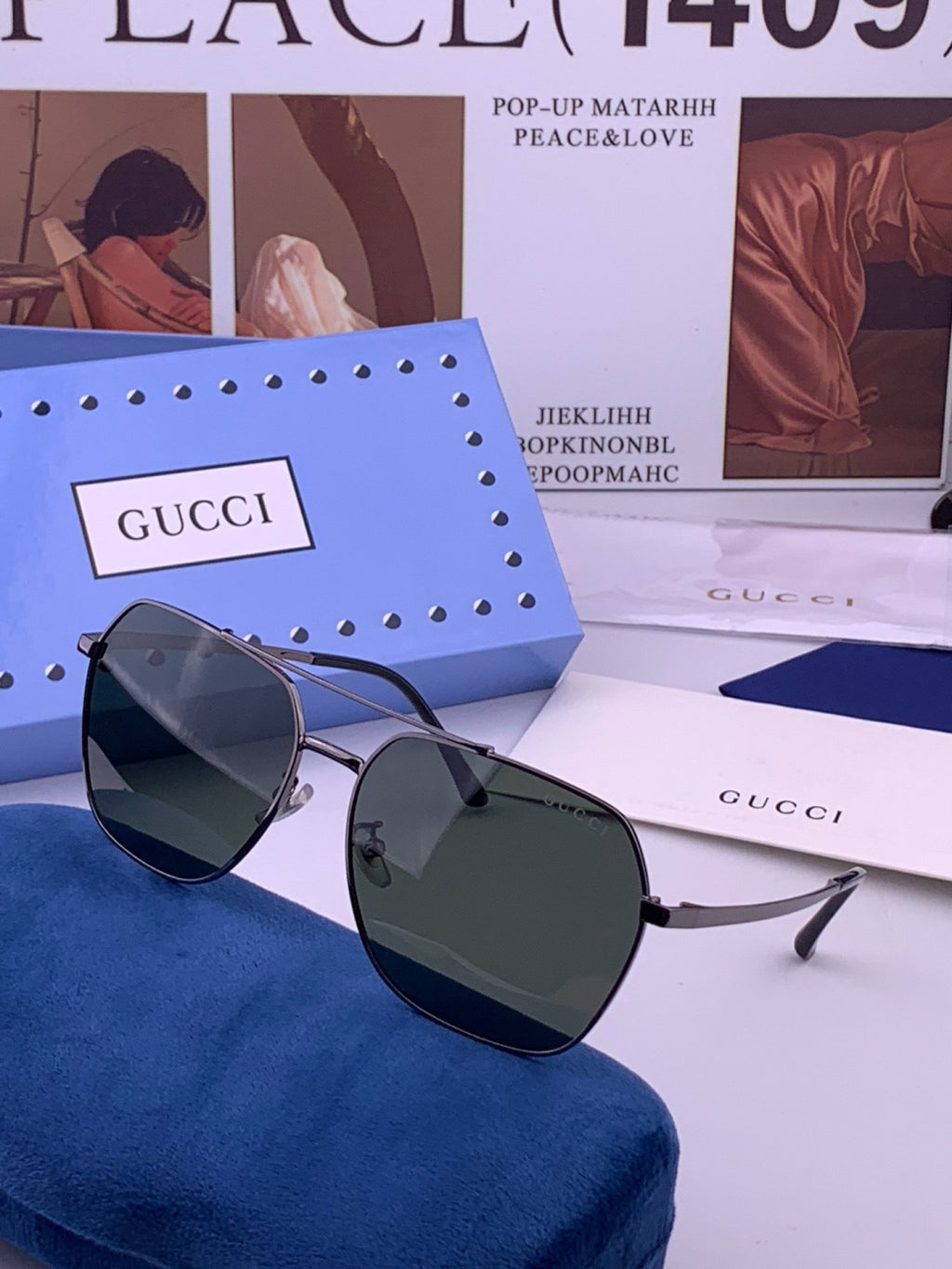 Gucci 0863 Polarized Aviator Gold Lens Sunglasses for Men & Women - 448712 - detail image 2