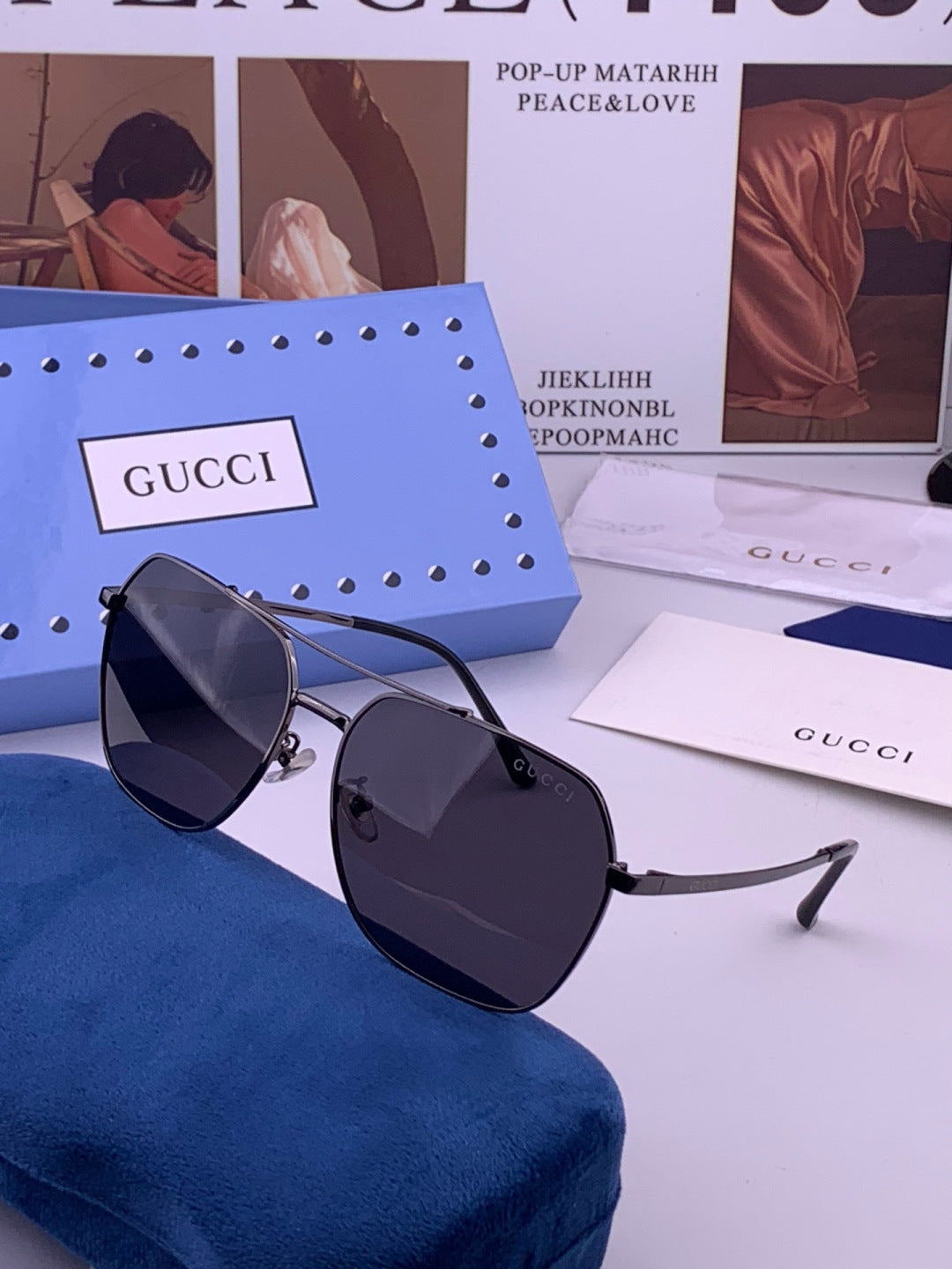 Gucci 0863 Polarized Aviator Gold Lens Sunglasses for Men & Women - 448713 - detail image 2